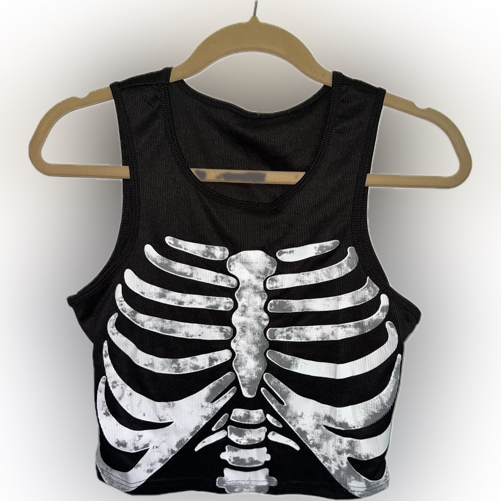 Ribcage Print Cropped Tank